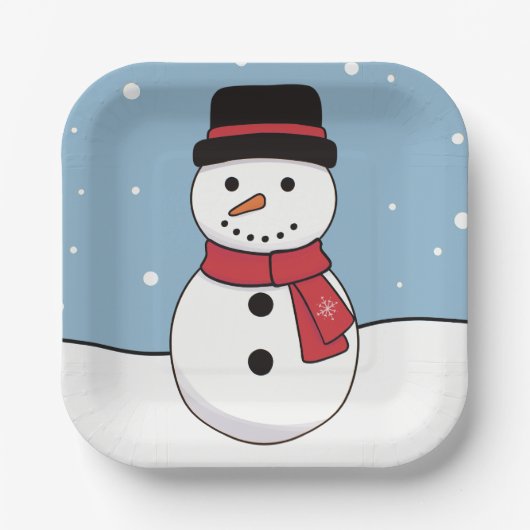 Happy Snowman Weihnachtsfeiertag Pappteller (Vorderseite)