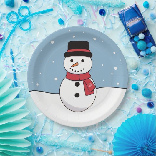 Happy Snowman Weihnachtsfeiertag Pappteller (Party)
