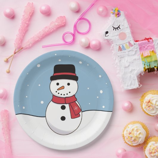 Happy Snowman Weihnachtsfeiertag Pappteller (Party)