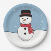 Happy Snowman Weihnachtsfeiertag Pappteller (Vorderseite)