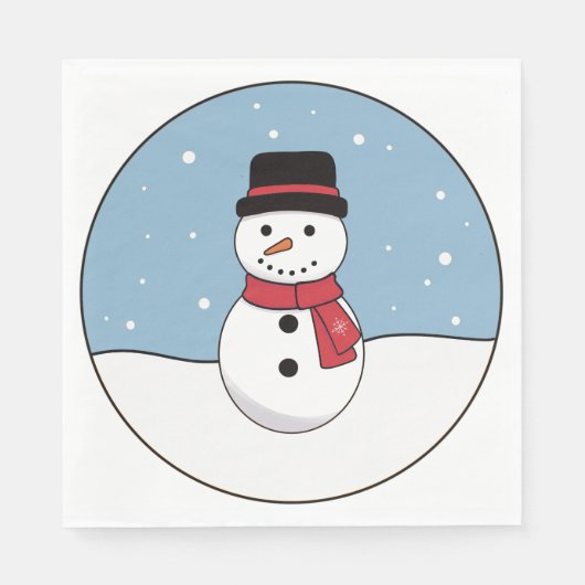 Happy Snowman Weihnachtsfeiertag Serviette (Vorderseite)