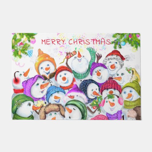 Happy Snowmans Christmas Doormat Fußmatte (Vorderseite)