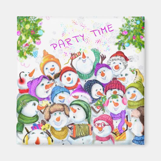 Happy Snowmans Frohe Weihnachts Magnet Geschenk (Vorne)