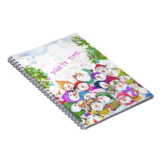 Happy Snowmans Frohe Weihnachts-Party Funny Zeichn Notizblock (Rechte Seite)
