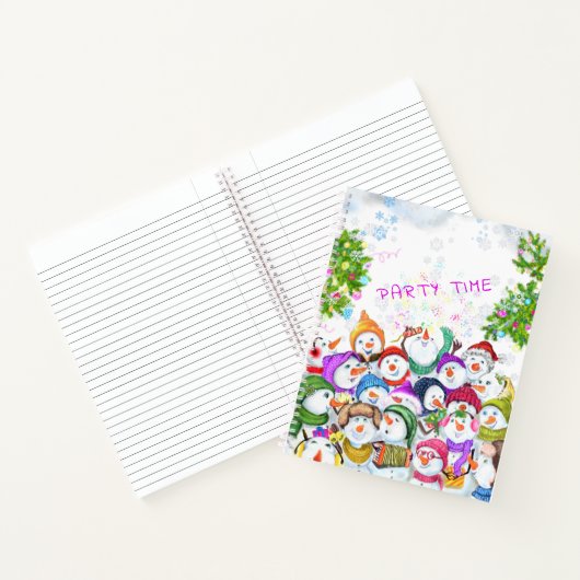 Happy Snowmans Frohe Weihnachts-Party-Notebook Notizblock (Innenseite)
