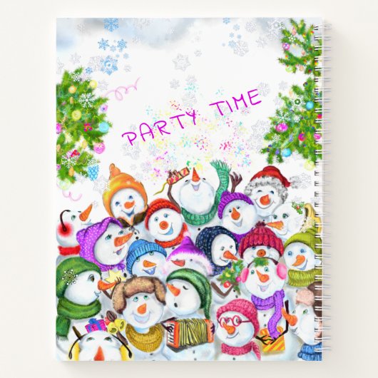 Happy Snowmans Frohe Weihnachts-Party-Notebook Notizblock (Rückseite)