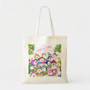 Happy Snowmans Frohe Weihnachts-Party Tote Tag Tragetasche