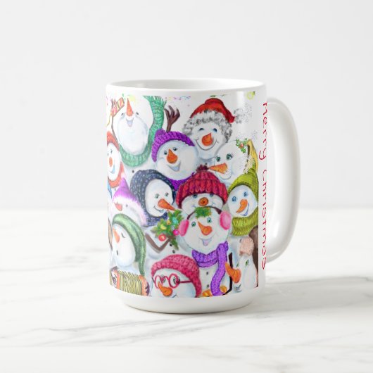 Happy Snowmans Frohe Weihnachtsfeier Spaß Kaffeetasse (VorderseiteRechts)