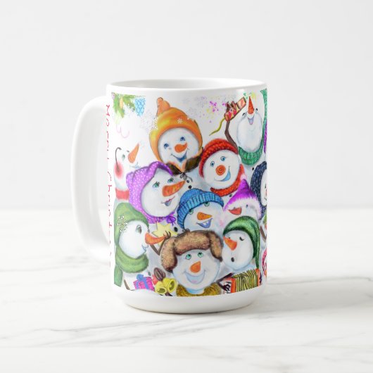 Happy Snowmans Frohe Weihnachtsfeier Spaß Kaffeetasse (Vorderseite Links)