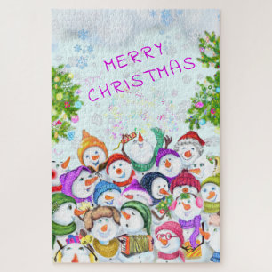 Happy Snowmans Frohe Weihnachtsfeier Spaß Puzzle