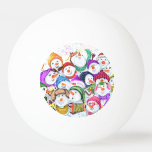Happy Snowmans Merry Christmas Ping Pong Ball Tischtennisball