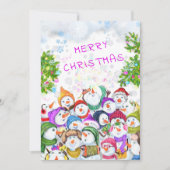Happy Snowmans Party Weihnachtskarte (Vorderseite)