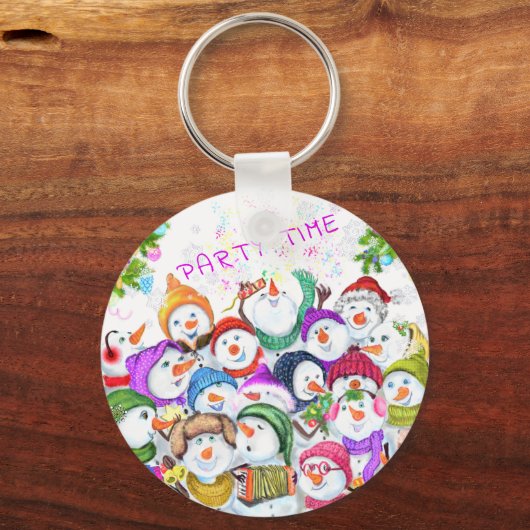 Happy Snowmans Weihnachts Schlüsselanhänger Custom (Vorderseite)