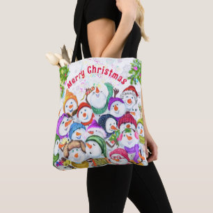 Happy Snowmans Weihnachts Tote Tag Tasche
