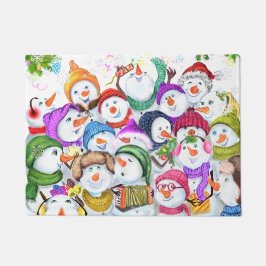 Happy Snowmans Weihnachtsfest Party Funny Doormat Fußmatte (Vorderseite)