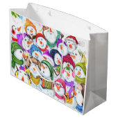 Happy Snowmans Weihnachtsgeschenktasche Große Geschenktüte (Rückseite Schrägansicht)