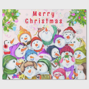 Happy Snowmans Weihnachtswrapping Paper Geschenkpapier