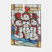 Happy Snowmen Ornament Aus Glas (Vorderseite links)