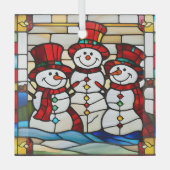Happy Snowmen Ornament Aus Glas (Vorderseite)