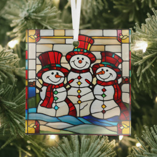 Happy Snowmen Ornament Aus Glas
