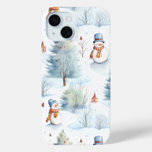 Happy Snowmen Pattern Case-Mate iPhone Hülle (Rückseite)