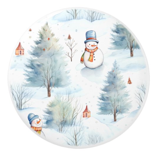Happy Snowmen Pattern Keramikknauf (Vorderseite)