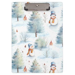 Happy Snowmen Pattern Klemmbrett