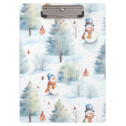 Happy Snowmen Pattern Klemmbrett (Vorderseite)