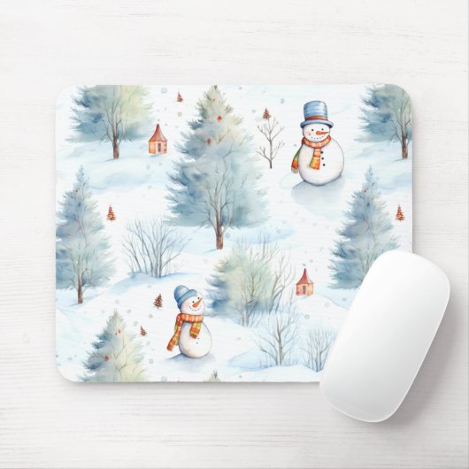 Happy Snowmen Pattern Mousepad (Mit Mouse)