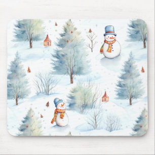 Happy Snowmen Pattern Mousepad