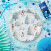 Happy Snowmen Pattern Pappteller (Party)