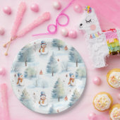 Happy Snowmen Pattern Pappteller (Party)