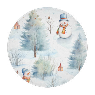 Happy Snowmen Pattern Schneidebrett