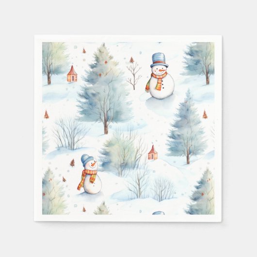 Happy Snowmen Pattern Serviette (Vorderseite)
