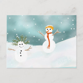 Happy Snowmen Postcard Postkarte