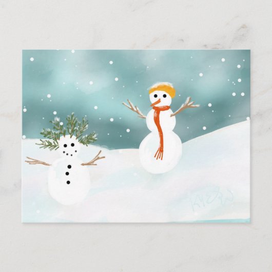 Happy Snowmen Postcard Postkarte (Vorderseite)