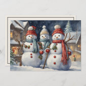 Happy Snowmen Weihnachtsfest Feiertagskarte (Vorne/Hinten)