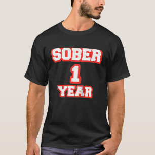 Happy Sober 1 Jahr Cooler Jahrestag Red Sobriety R T-Shirt