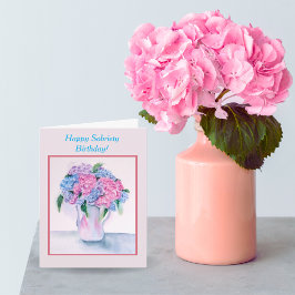 Happy Sobriety Birthday Watercolor Hydrangea Card Karte