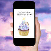 Happy Sobriety Jubiläum Cupcake mit Uhr Karte