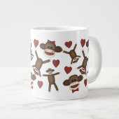 Happy Sock Affen and Hearts T-Shirts, Geschenke Jumbo-Tasse (Vorderseite Rechts)