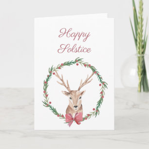 Happy Solstice Deer Yule Greeting Card Feiertagskarte