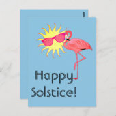 Happy Solstice Flamingo und Sun Face Postkarte (Vorne/Hinten)