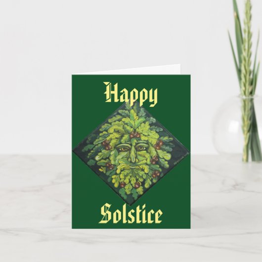 Happy Solstice Green Man Card Feiertagskarte (Vorderseite)