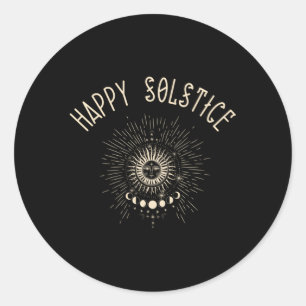 Happy Solstice Winter Sun Celestial Runder Aufkleber