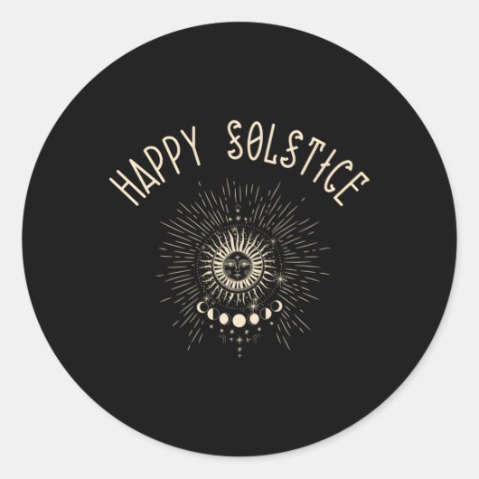 Happy Solstice Winter Sun Celestial Runder Aufkleber (Vorderseite)