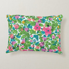 Happy Sommer Garten Grün und rosa Blumen Dekokissen