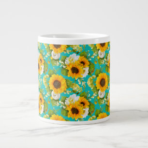 Happy Sommer Sonnenblumenmuster Kaffeekrug Jumbo-Tasse
