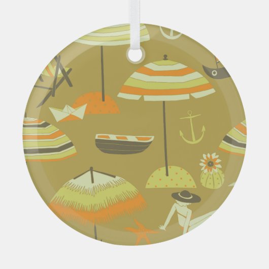 Happy Sommertime Fun Seamless Muster Ornament Aus Glas (Vorderseite)