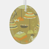 Happy Sommertime Fun Seamless Muster Ornament Aus Glas (Vorderseite Rechts)